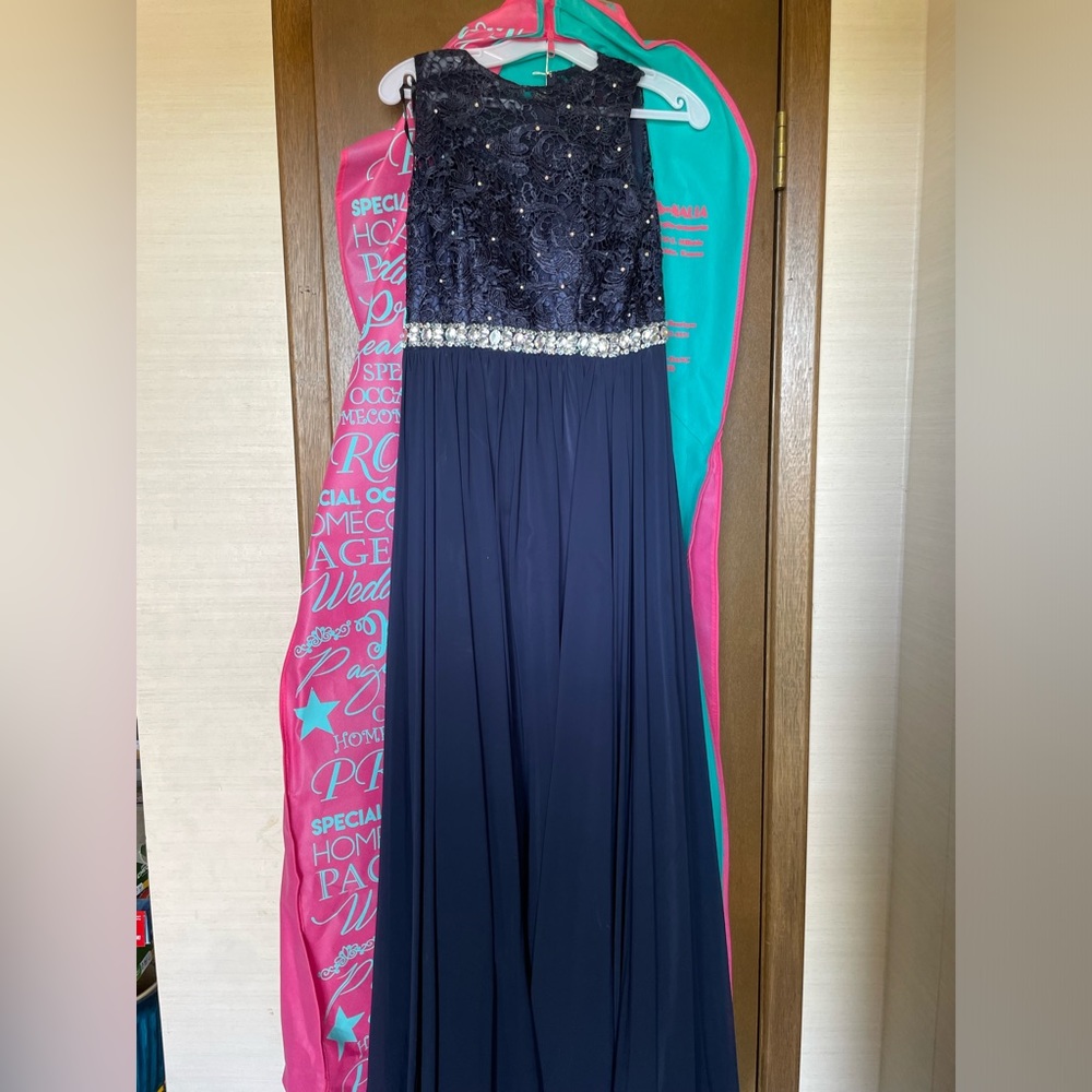 navy blue long dress wore once
